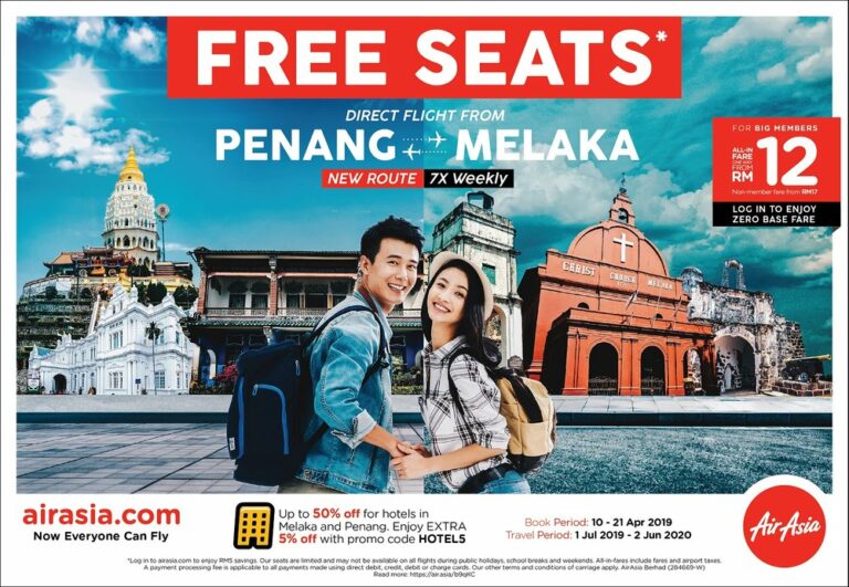 AirAsia Adds New Service to Melaka from Penang