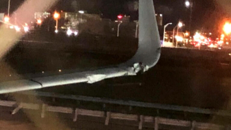 American Airlines Flight Hits a Sign During Takeoff