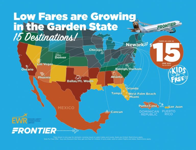 Frontier Airlines Announces 15 Nonstop Routes from Newark